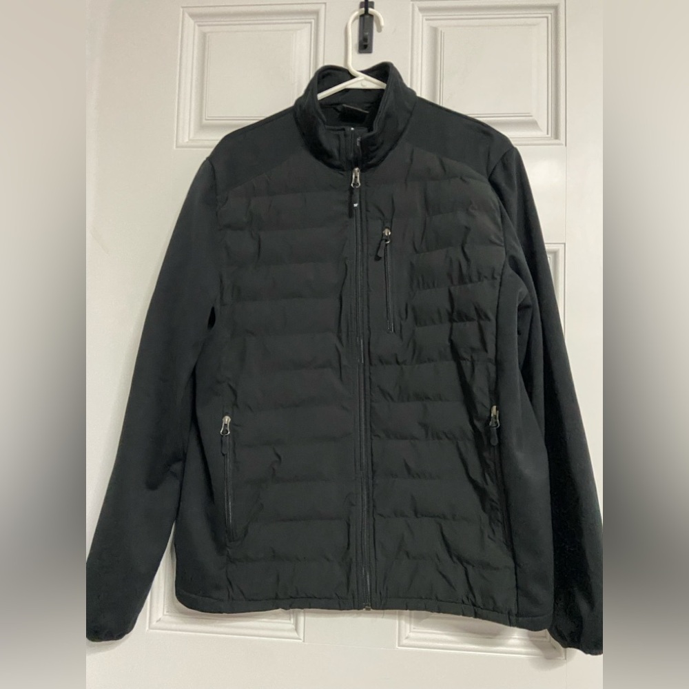 32 DEGREES Black Puffer MIXED MEDIA Bomber Jacket
